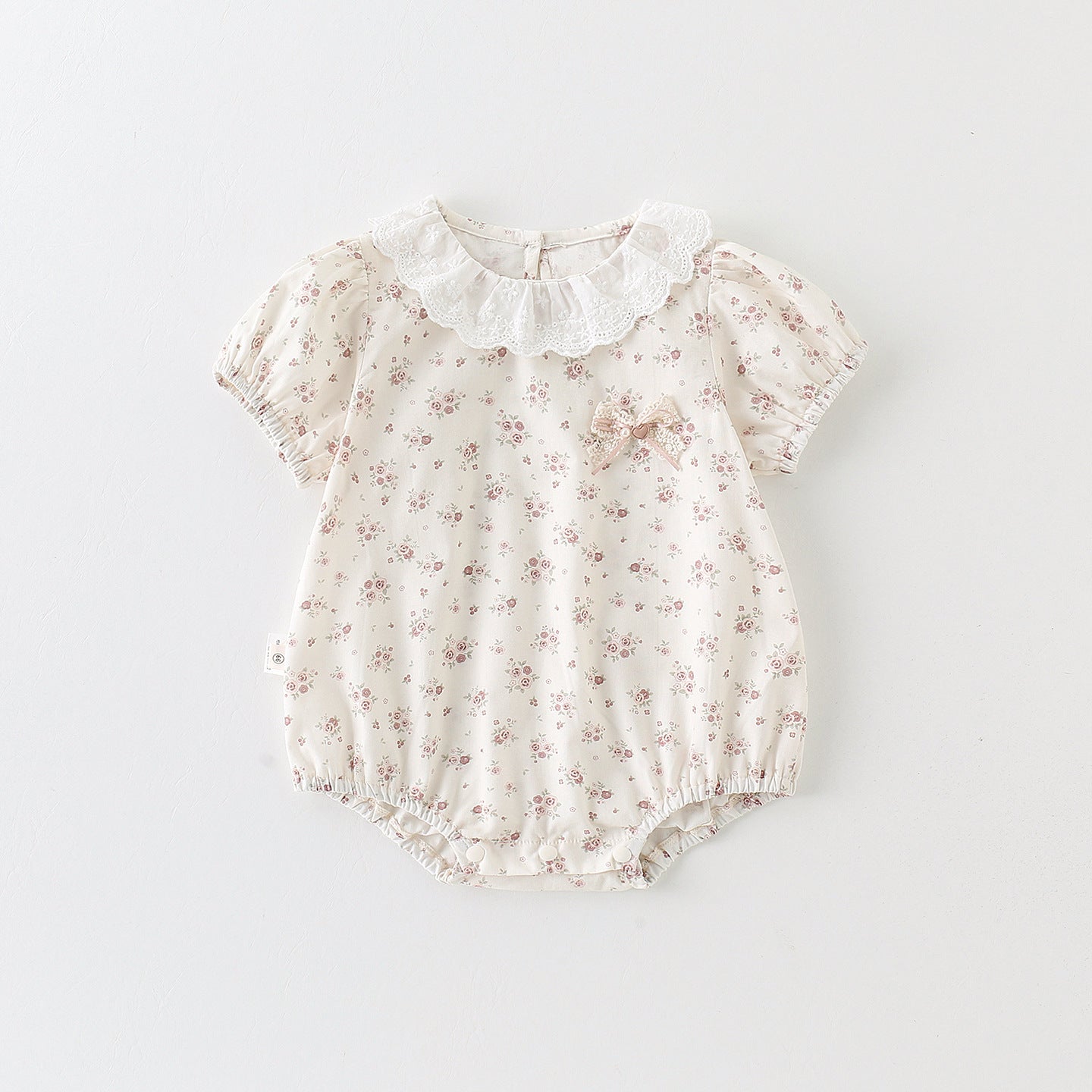 Baby Girl Floral Print Romper, Baby Girl Triangular Crawling Suit