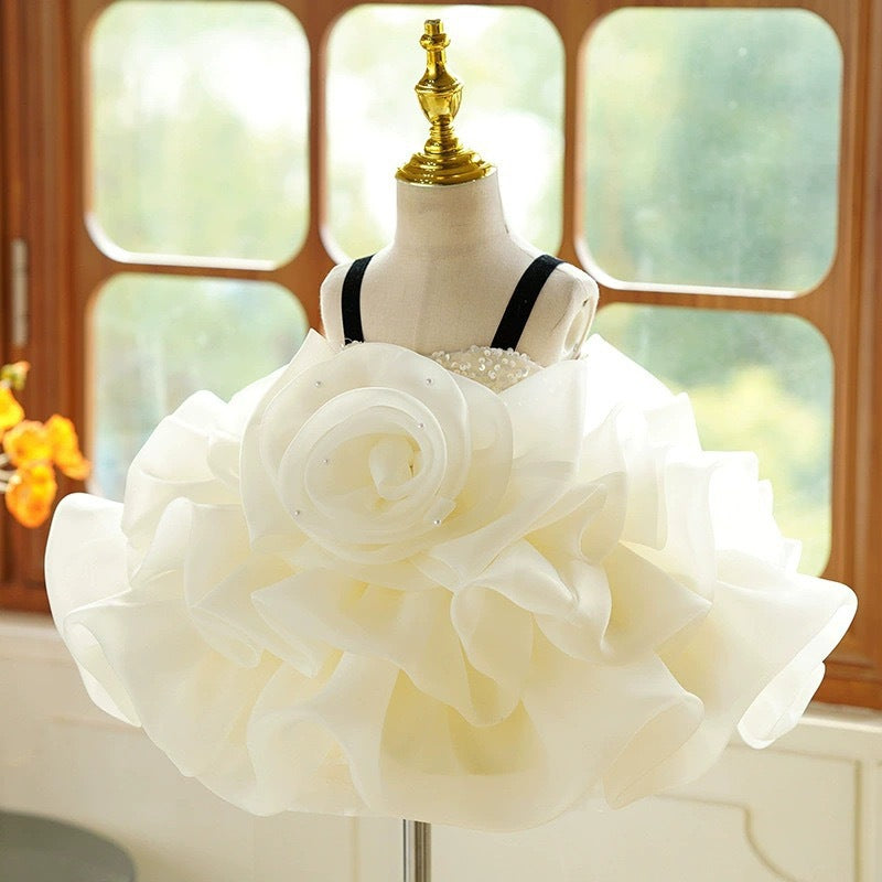 Summer Girls' Dress Mesh Puffy Strap Princess Dress Baby Birthday Formal Dress