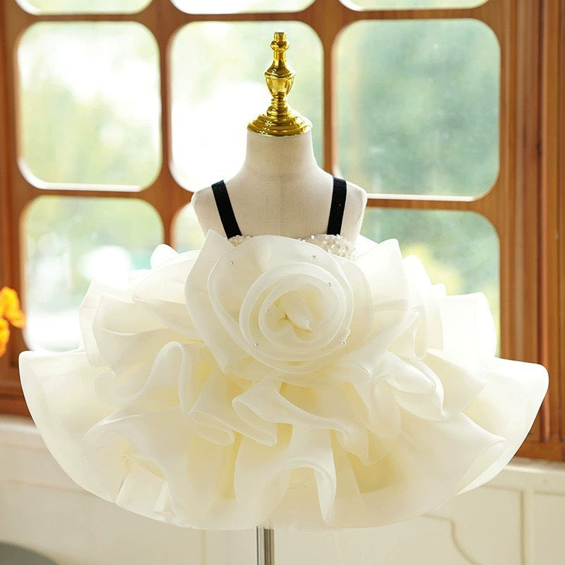 Summer Girls' Dress Mesh Puffy Strap Princess Dress Baby Birthday Formal Dress