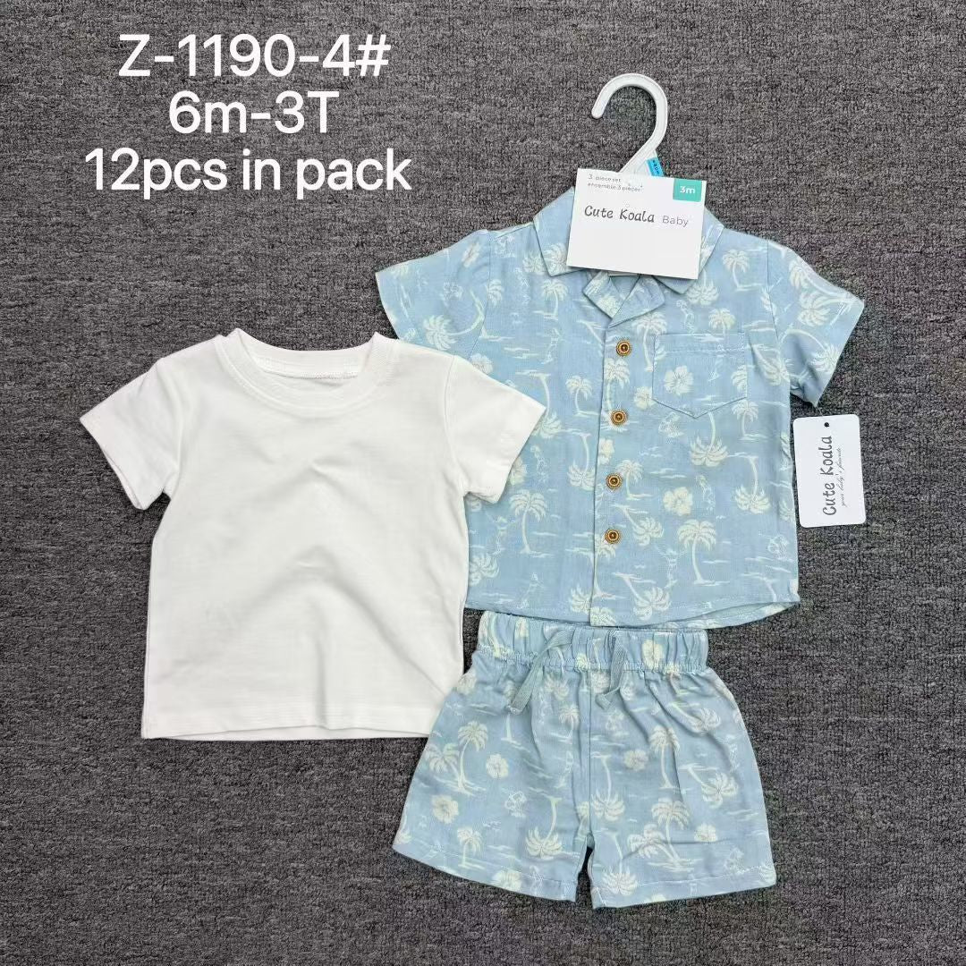 baby boys 3pcs set Size 6m-9m-12m-18m-24m-3y moq 12set each color