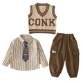 Baby tie sweater vest three piece set for baby
