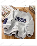 Kids dark gray graffiti letter print sweatshirt