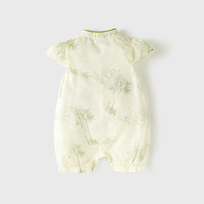 Short sleeved baby jumpsuit