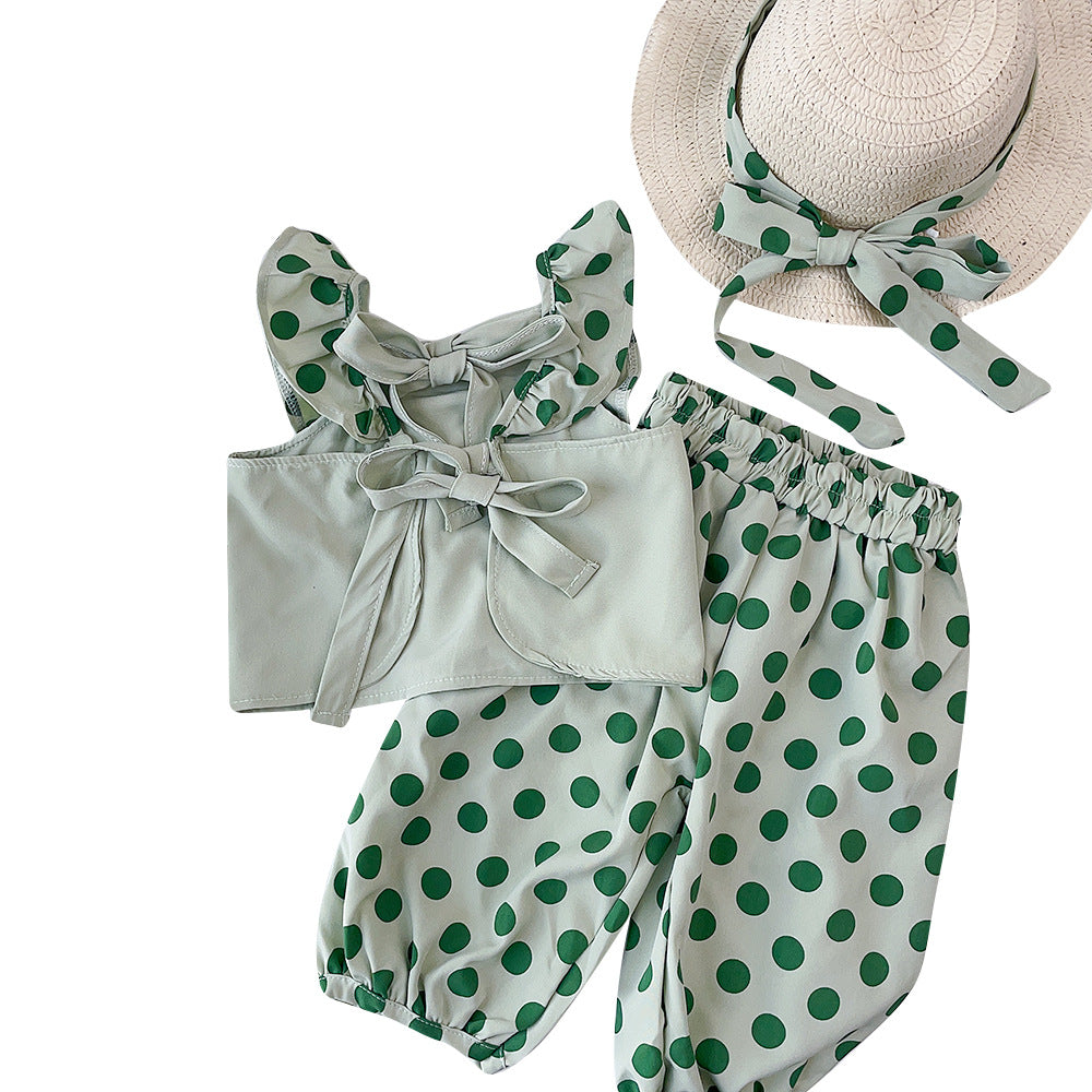 Cute Sleeveless Two-Piece Set for Girls, Fashionable  Summer Outfit, Stylish Children's Clothing, Trendy Baby Girl Ensemble