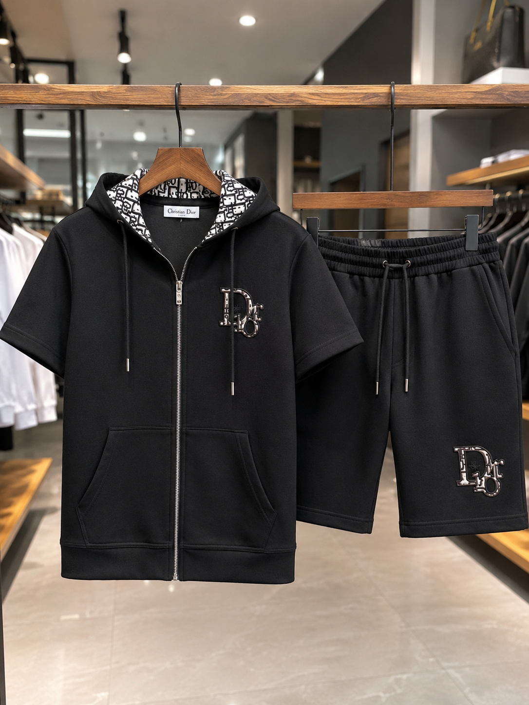 Wholesale Men’s Luxury-Inspired 2-Piece Hooded Zip-Up Shirt & Shorts Set – Pack of 24 Mixed Colors & Mixed Sizes – $12 Each