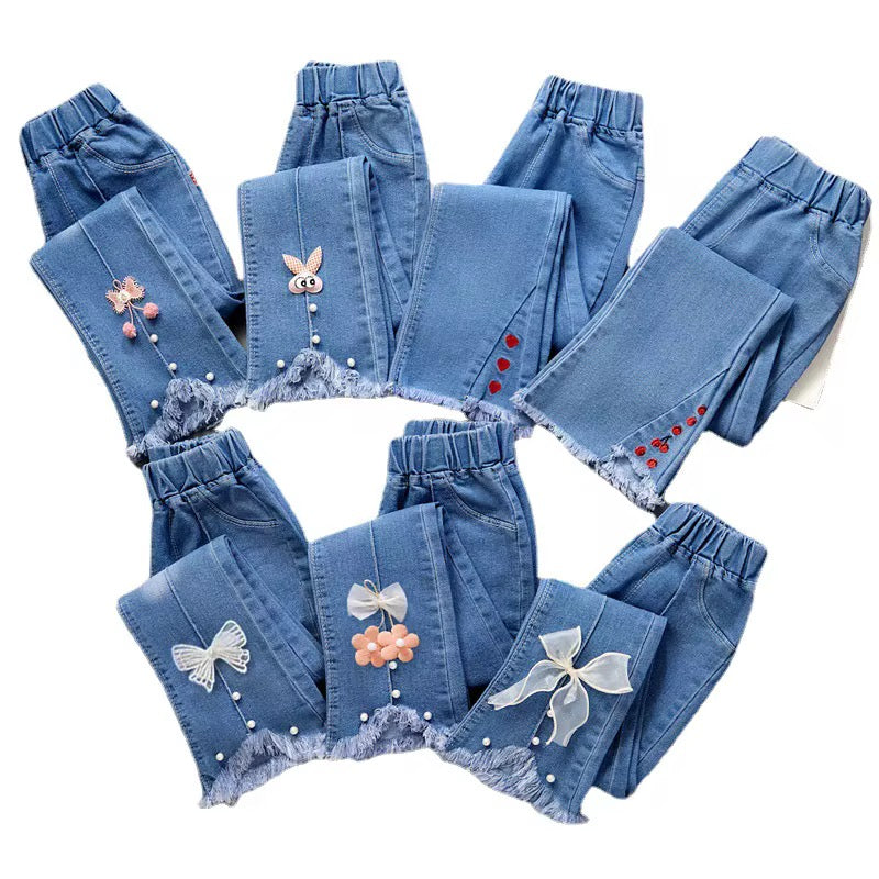 Girls' Embroidered Denim Jeans – Mixed Styles & Sizes | MOQ 50 Units | Unit Price $5.50