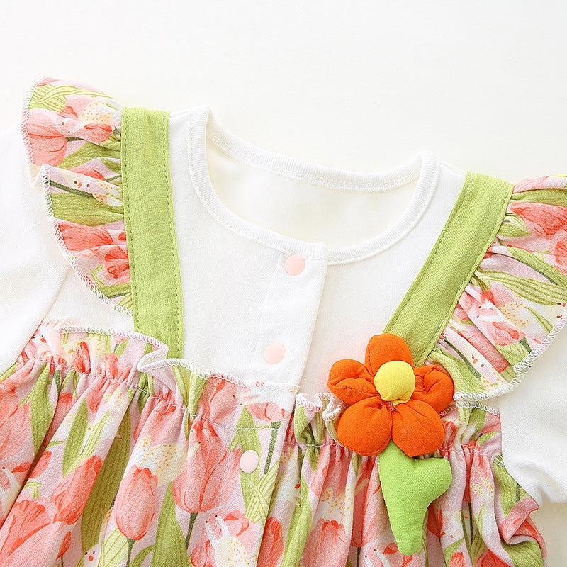 Baby Spring Romper New Style Girl Baby Fashion Onesie Newborn Long Sleeve Spring Autumn Outfit