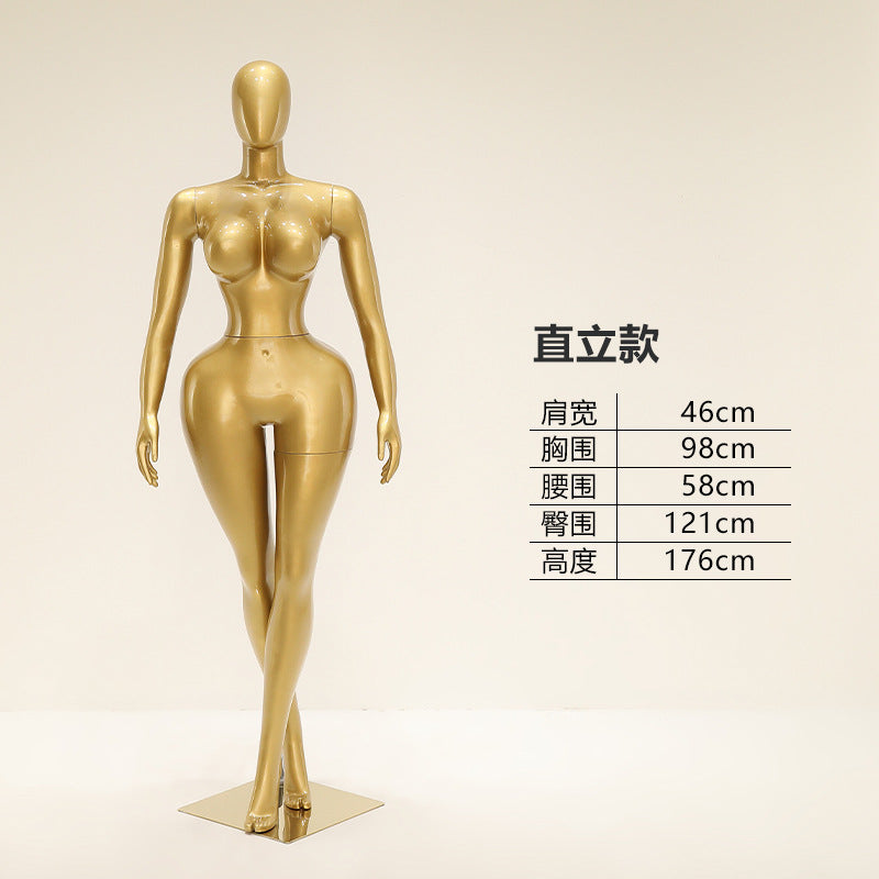 Luxury Gold Full-Body Female Mannequin – Curvy Fashion Display Model | 69” Tall
