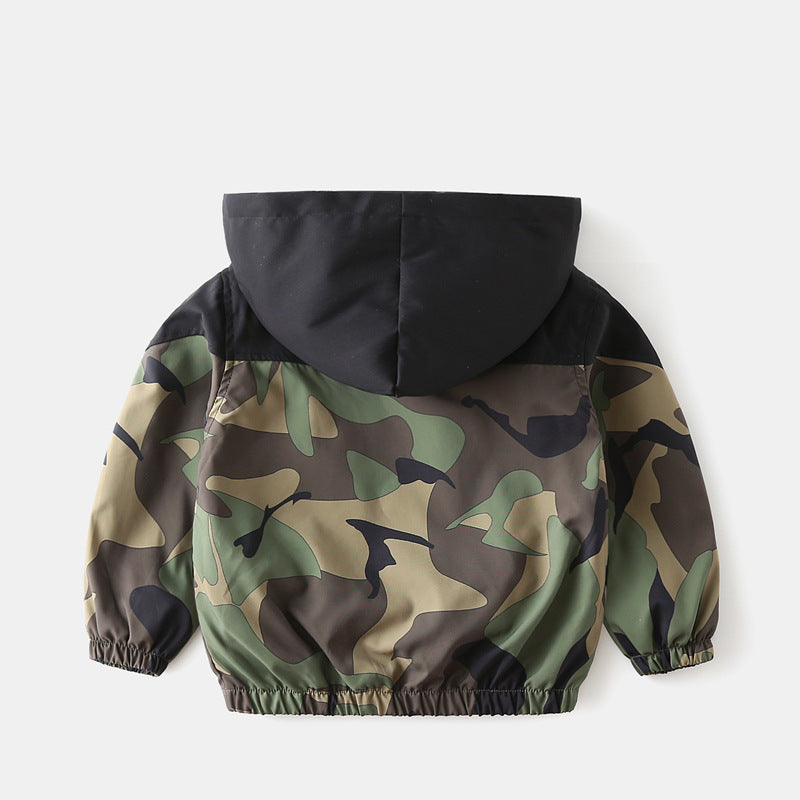 Baby thin camouflage color blocked jacket