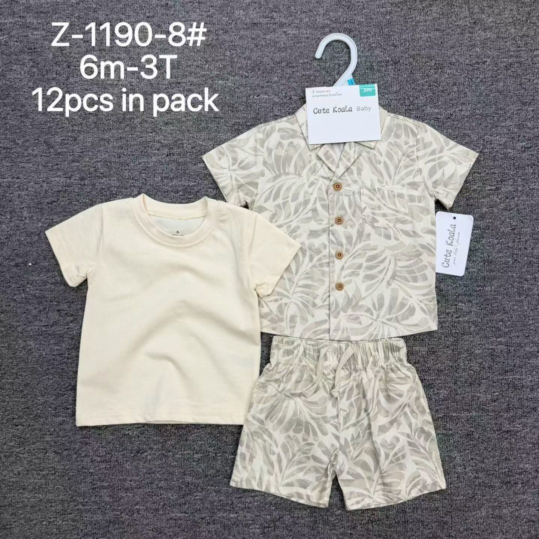 baby boys 3pcs set Size 6m-9m-12m-18m-24m-3y moq 12set each color