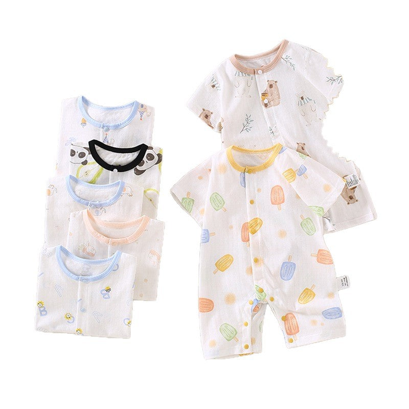 Baby short sleeved jumpsuit summer thin baby clothes