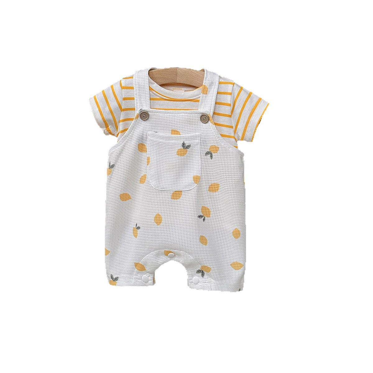 Cute Baby  Lightweight Stripe Print Romper, Fresh Orange Pattern Newborn Baby Clothes