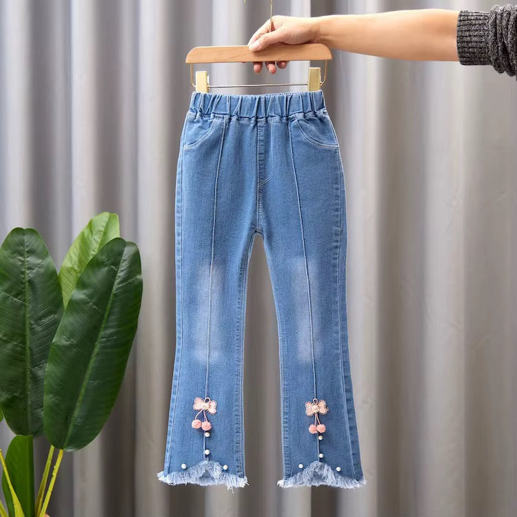 Girls' Embroidered Denim Jeans – Mixed Styles & Sizes | MOQ 50 Units | Unit Price $5.50