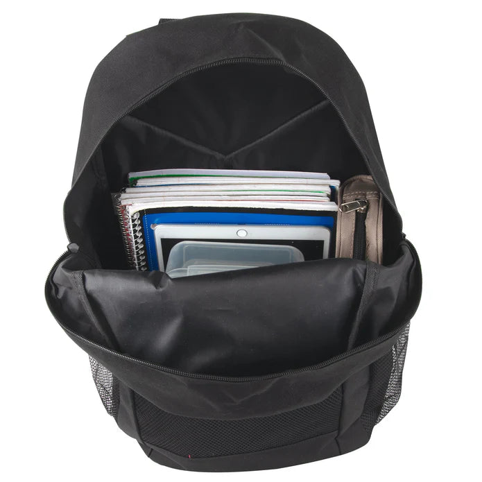 Heavy-Duty 18-Inch Black Backpack Bulk Pack | Reflective Straps | 24 Per Case