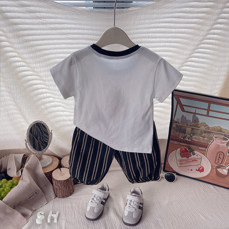 Baby cartoon short sleeved shorts two-piece set for baby children's clothing