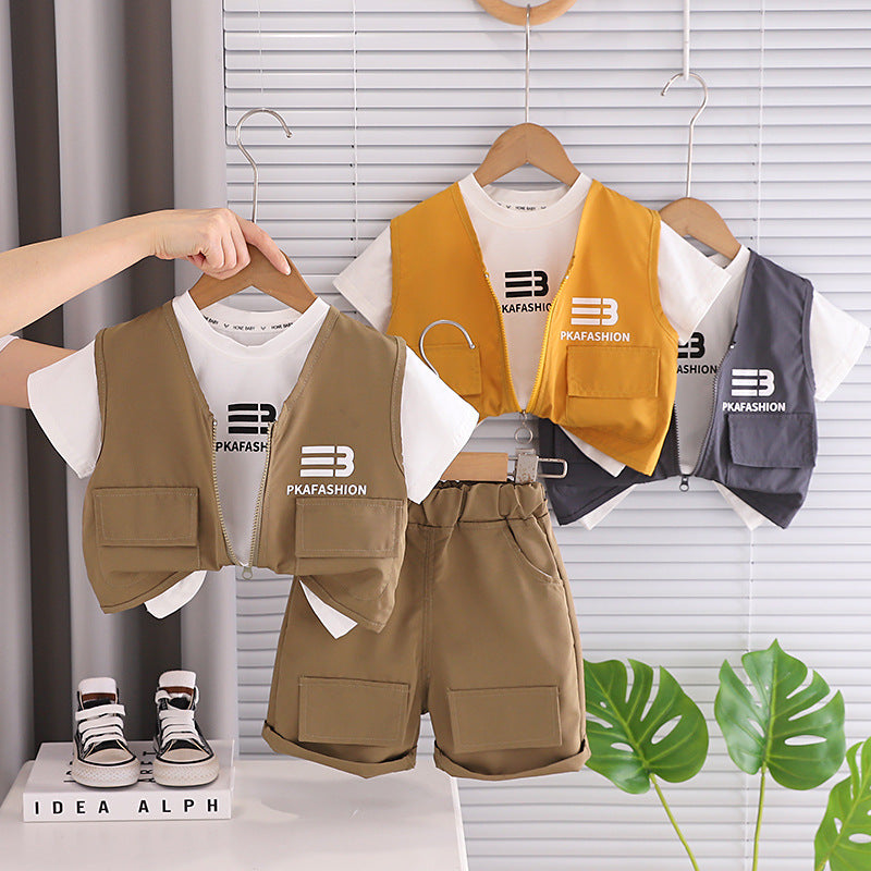 Baby Boy 3-Piece Summer Set – Vest, Short Sleeve & Shorts