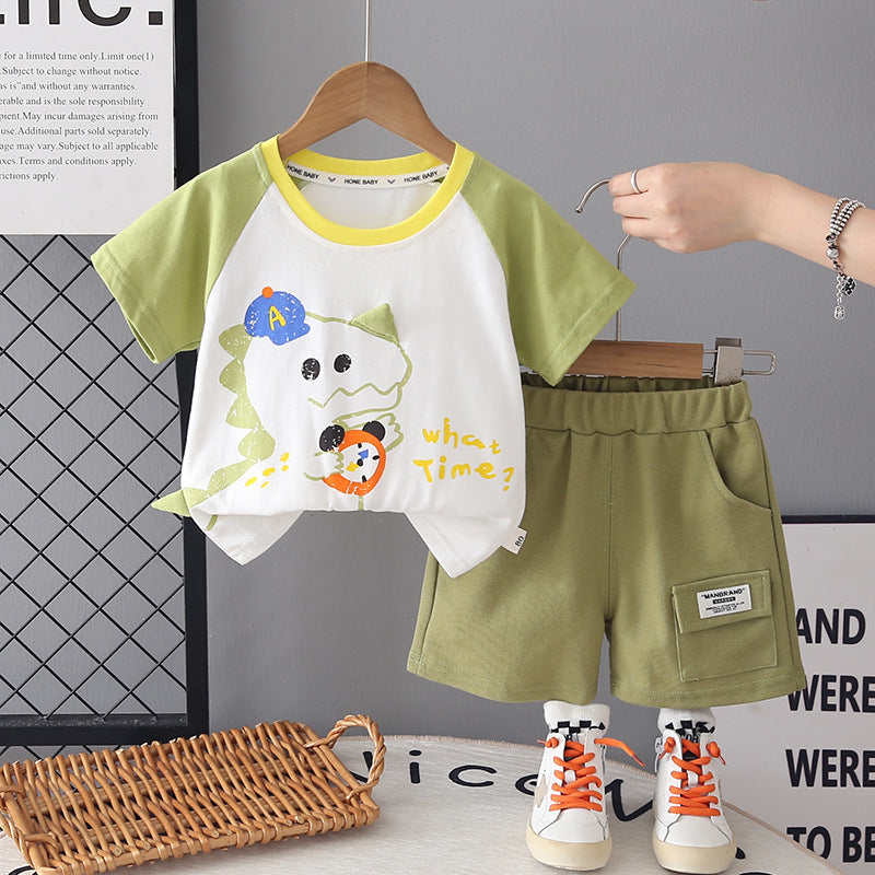 Baby Summer Baby Children's Cartoon Short Sleeve Two Piece Set