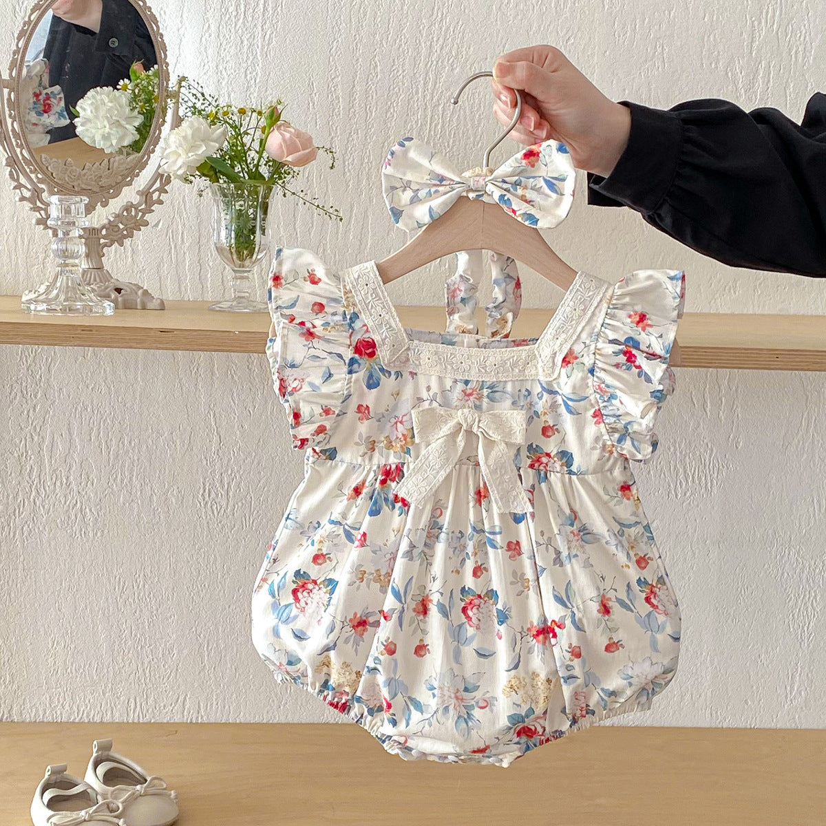 Baby Clothes Summer Baby Full Moon Romper Short Sleeve Sweet Print Princess Dress Stylish Sisters Outfit