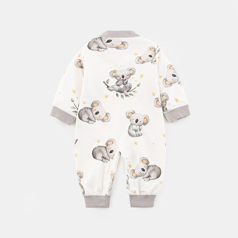 Baby Clothes Spring Autumn Pure Cotton Newborn Onesie Baby Romper Single Row Button Crawler Sleepwear