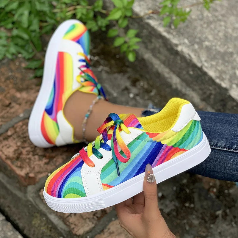 Women's Rainbow Color Gradient Casual Sneakers