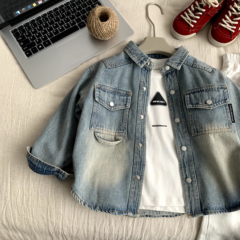 Cowboy jacket children's spring baby girl's clothing