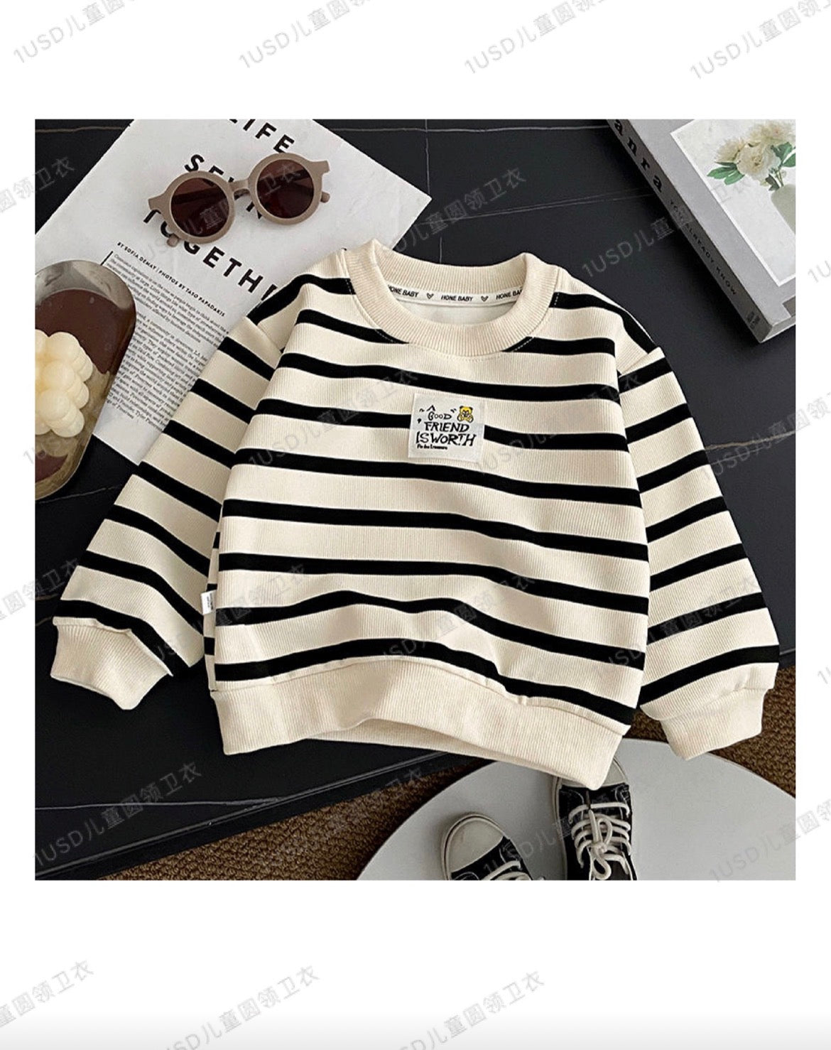Kids FHREGHNJ G colorblock sweatshirt in white orange and yellow