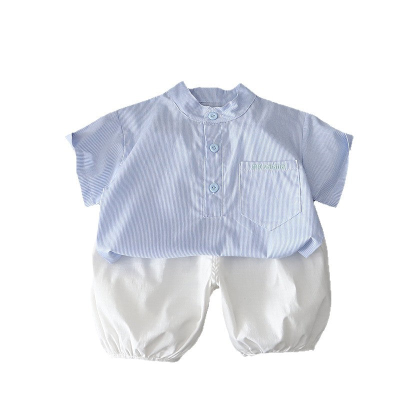 Striped short sleeved baby two-piece set