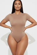 Short-Sleeve Bodysuit — Mocha | Sizes S, M, L
