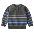 Boys Korean Style Striped Knitted Sweater — Long Sleeve Pullover for Fall & Winter (Sizes 90-130cm)