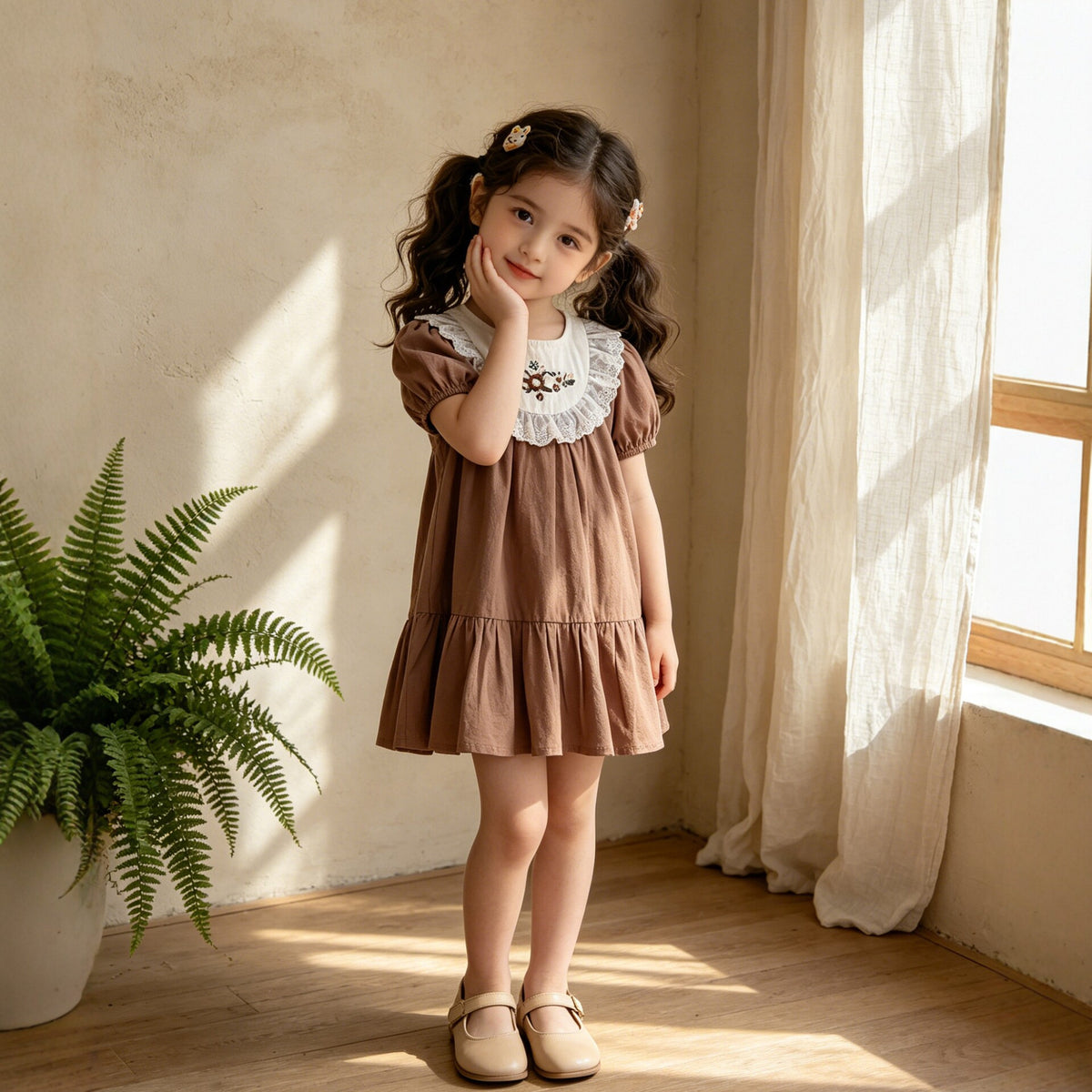 Children's Short Sleeve Princess Dress Vintage Baby