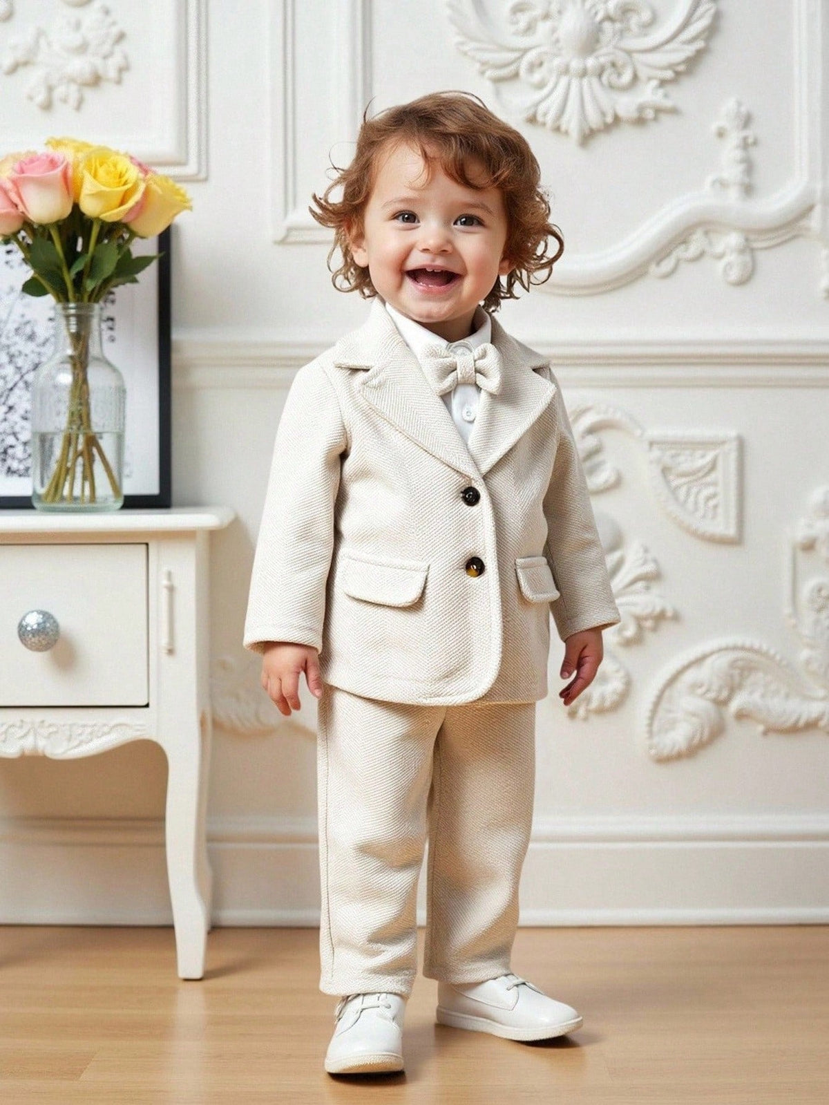 Baby Boys Ivory Herringbone Suit Set | Pack of 12 | Unit Price $11 | Mix-GC-119