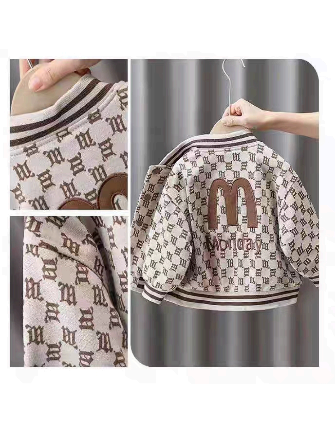 Kids’ Monogram-Style Bomber Jacket – Casual Fashion | $6 | MOQ 12 Pieces