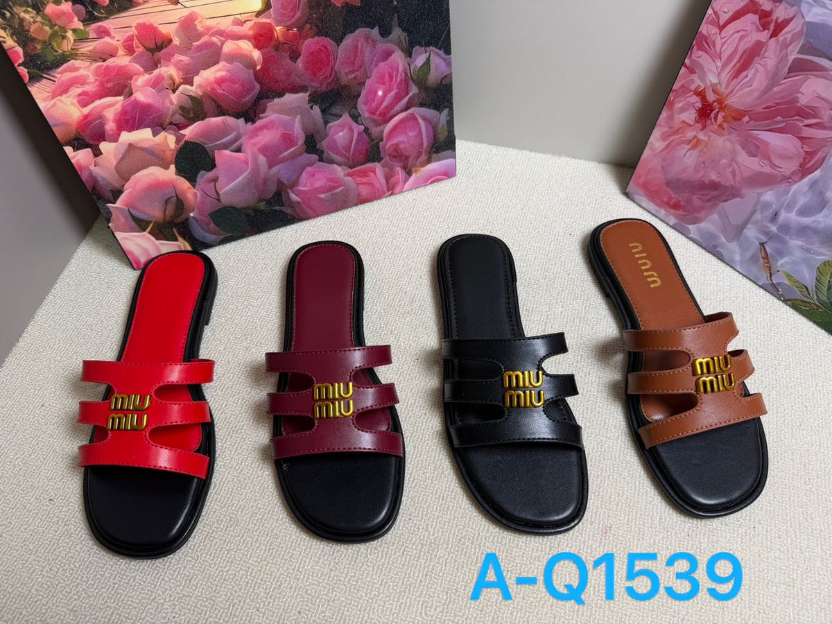 Women's Double Strap Logo Flat Slide Sandals Mix A-Q1539 – $13.99/unit | MOQ 24