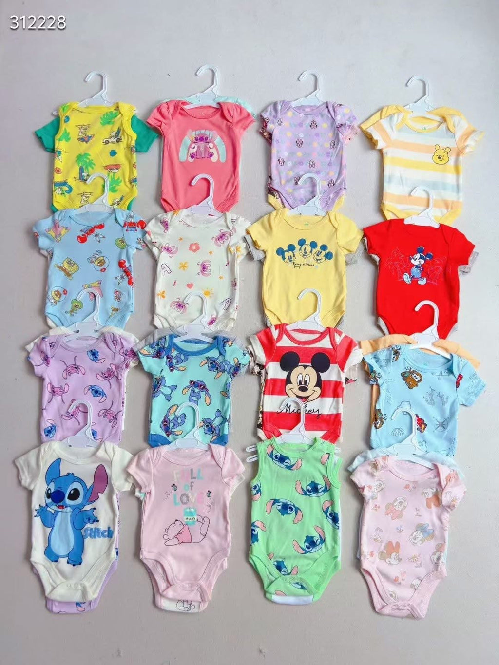 Baby Bodysuit Set — 6-Pack Assorted Character Prints | Licensed | Wholesale (MOQ 100)