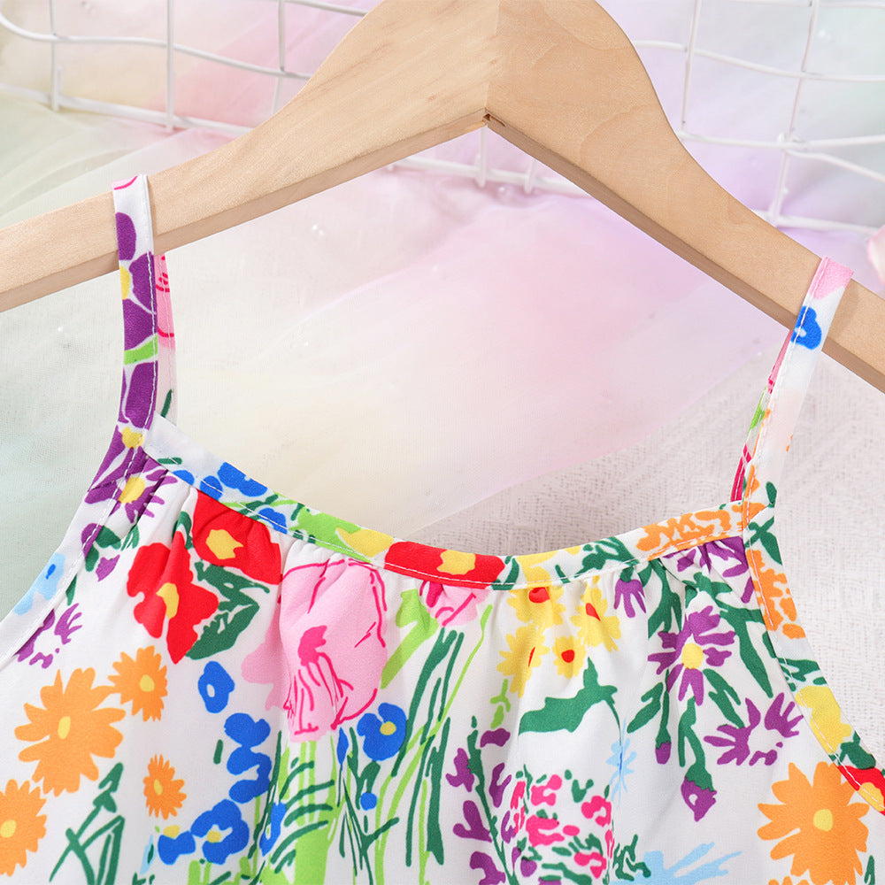 Girls' Floral Ethnic Style Strap Dress — Baby Girl Boho Summer Dress