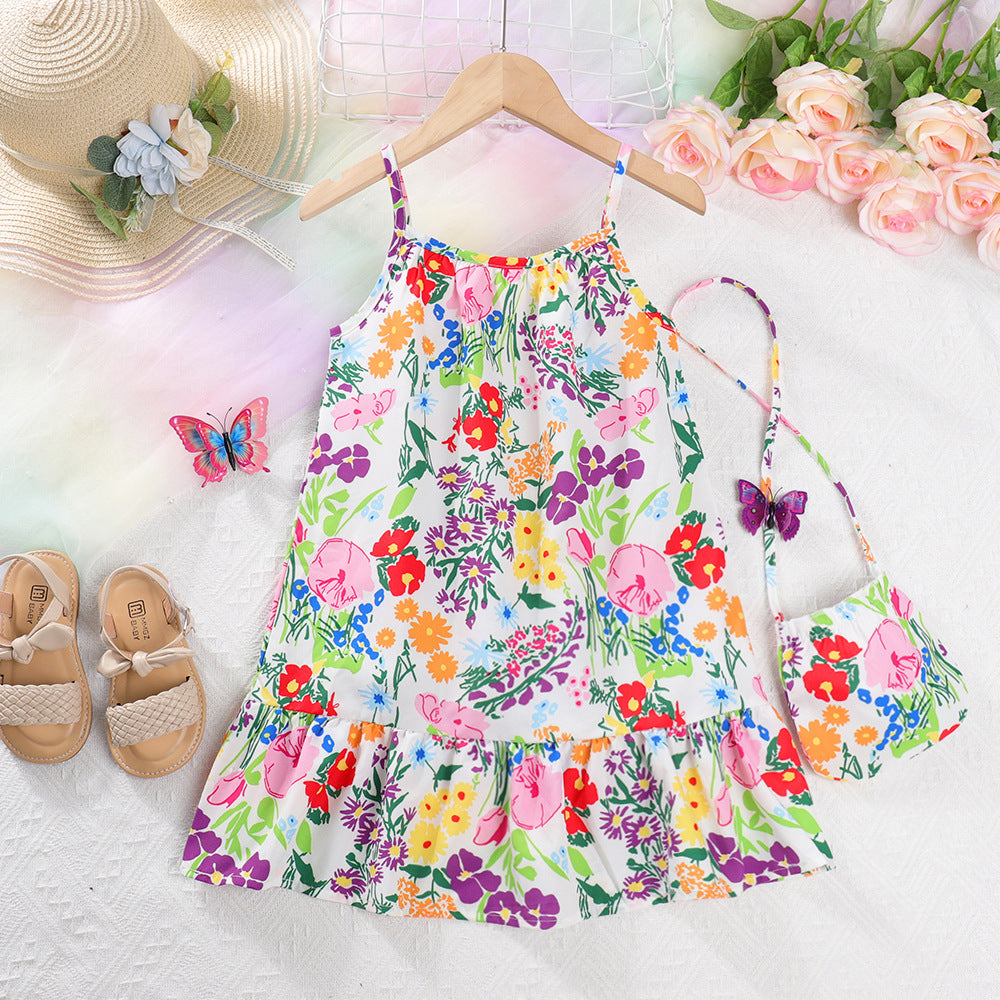 Girls' Floral Ethnic Style Strap Dress — Baby Girl Boho Summer Dress