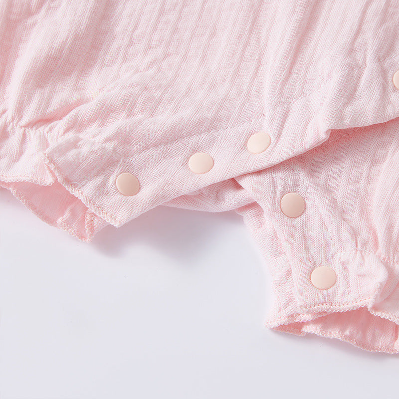 Cute Baby Cotton Onesie for Girls, Full Cotton Romper, Short Sleeve Summer Lightweight Outfit, Newborn Baby Bodysuit
