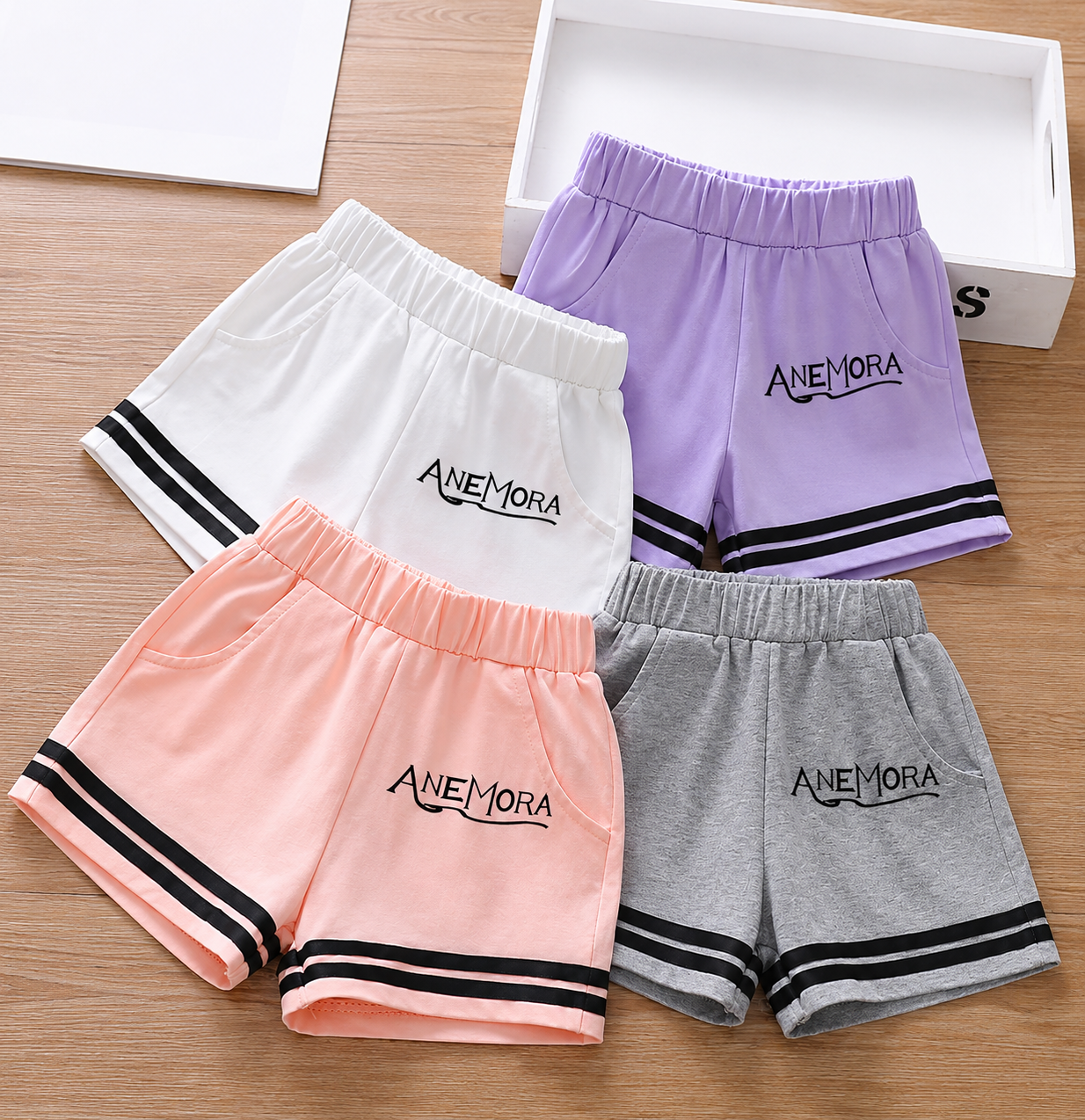 Girls Casual Stripe Shorts with Pockets – Unit Price: $2.00 | MOQ: 12 Per Color