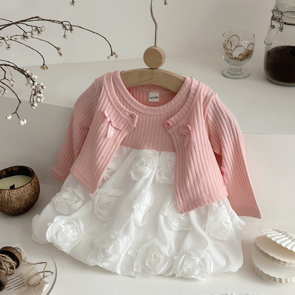 Baby Girl Floral Cardigan & Princess Skirt 2-Piece Set