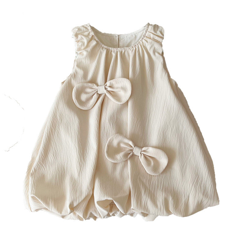 Baby Girl Cute Bowknot Bubble Sleeveless Dress