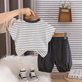 Baby Summer Stripe Cartoon Two Piece Set