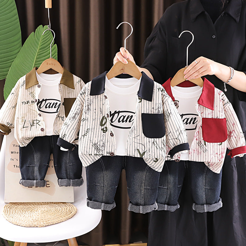 Baby autumn baby children's shirt long sleeved three piece set