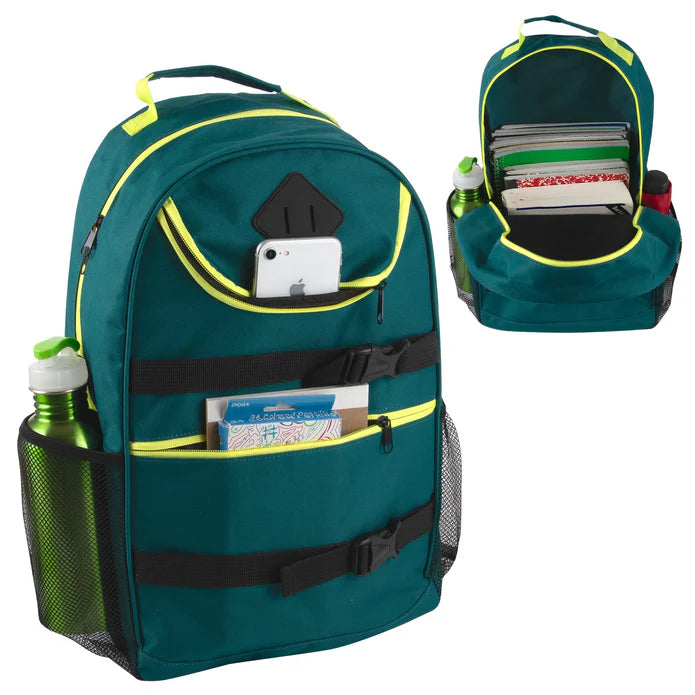 Double Buckle Backpack Interior and Exterior View