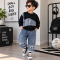 Boys’ Lifestyle “WHY NOT” 2-Piece Sweatshirt & Denim Pants Set. Set price $15 MOQ 24 per color .