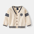 Boys' knitted cardigan with baby V-neck embroidery