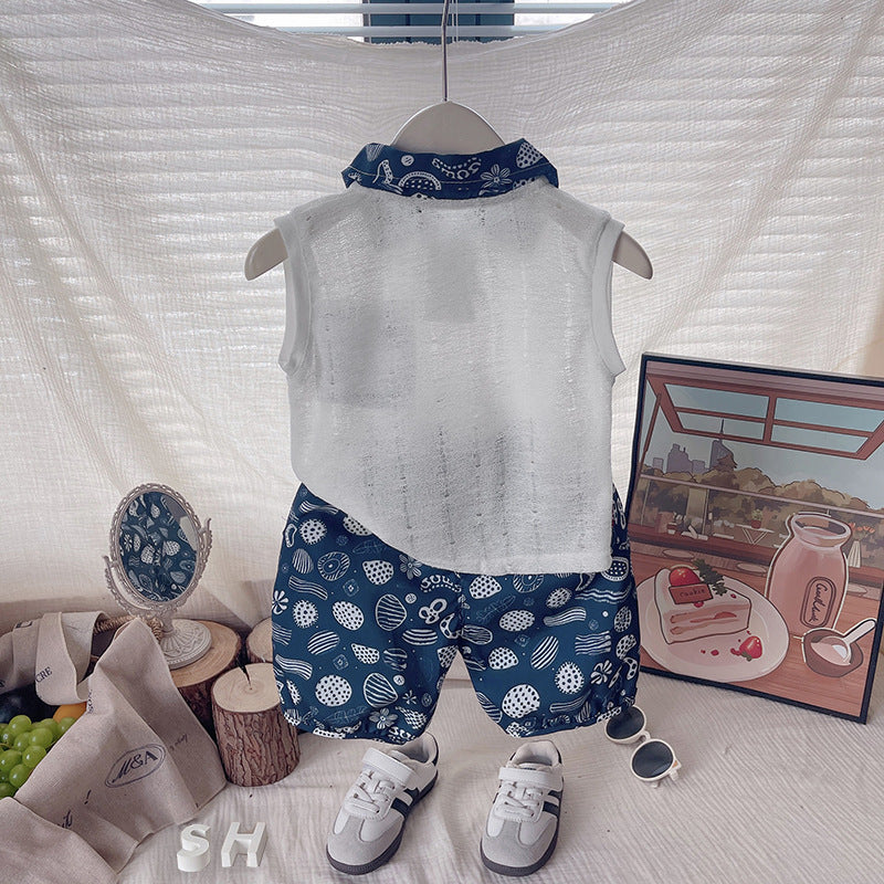Baby sleeveless polo shirt two-piece set