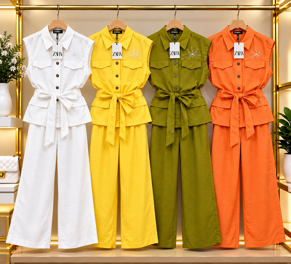Women's Belted Vest & Wide-Leg Pants Set, $12 Per Set, Packs of 6–12, Code Mix-GC-205