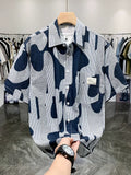 Men’s Navy Abstract Print Short Sleeve Button-Up Shirt – $6 Each | MOQ 12