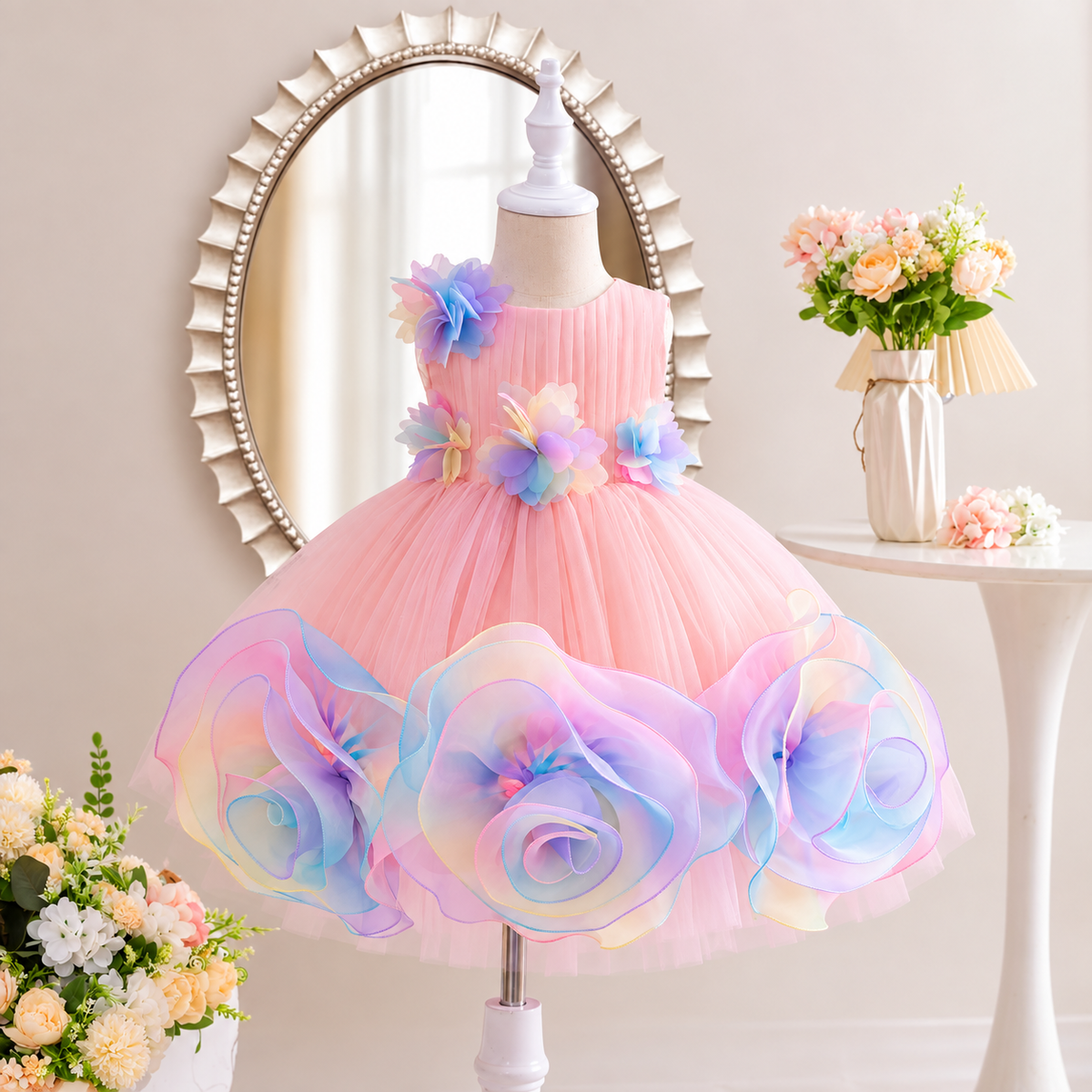 Girls' Pink Floral Party Dress | Mixed Sizes 2–7 | Pack 5 $60 | Mix-GC-131