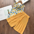 Girls' Lightweight Chiffon Bow Blouse & Wide-Leg Pants Set — Korean Style